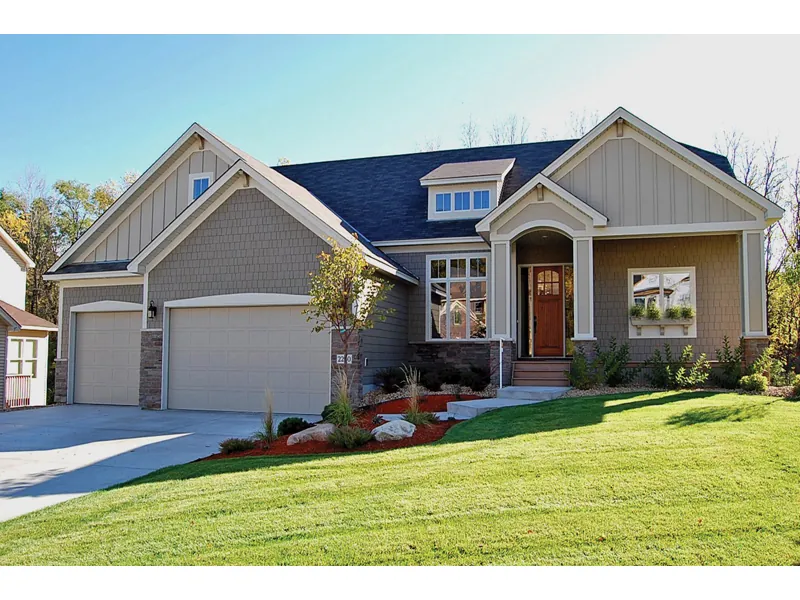 Traditional House Plan Front of Home - Green Orchard Ranch Home 072D-1108 - Search House Plans and More