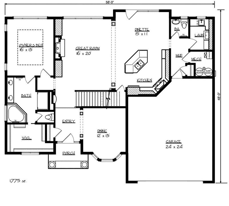 Craftsman House Plan First Floor - Alhambra Traditional Home 072D-1113 - Search House Plans and More