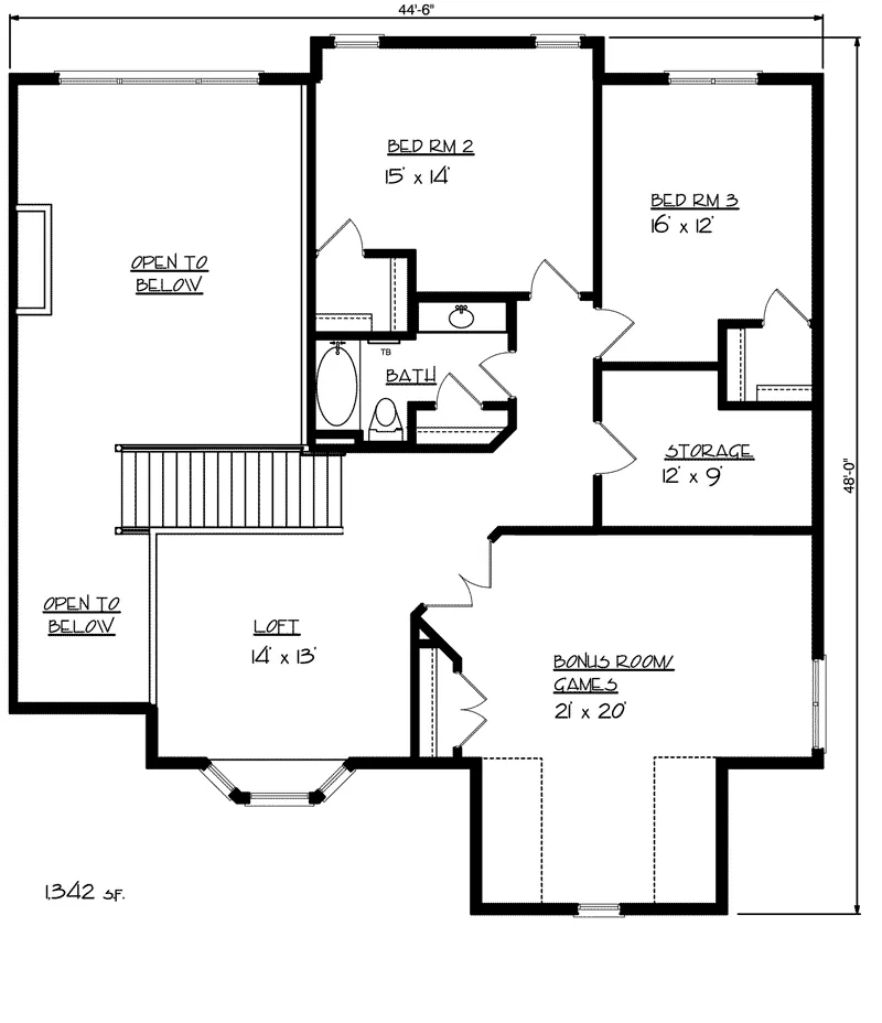 Craftsman House Plan Second Floor - Alhambra Traditional Home 072D-1113 - Search House Plans and More