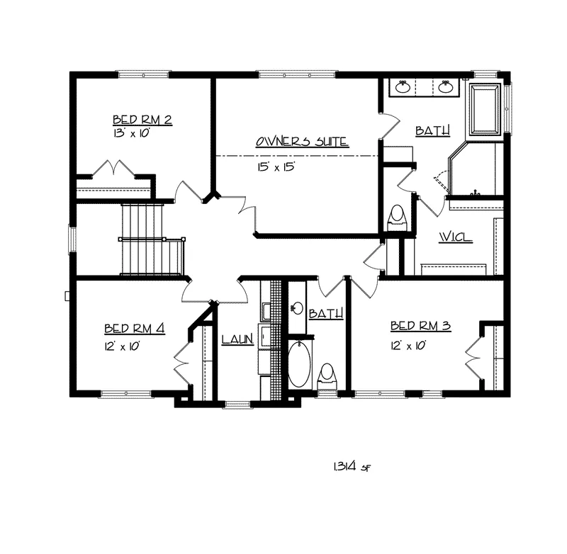 Arts & Crafts House Plan Second Floor - Sante Park Craftsman Home 072D-1118 - Shop House Plans and More
