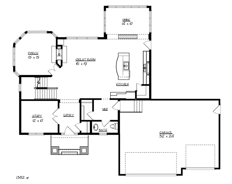 English Cottage House Plan First Floor - Kehrsdale Craftsman Home 072D-1119 - Search House Plans and More