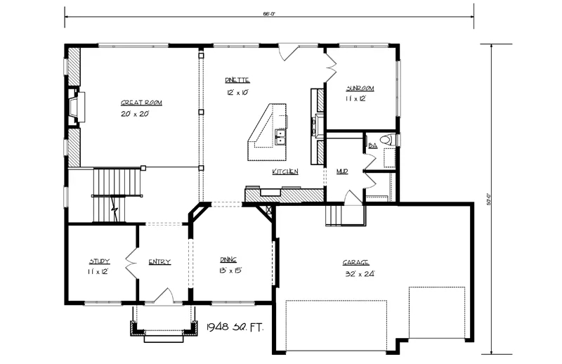 Traditional House Plan First Floor - Granada Way Craftsman Home 072D-1121 - Search House Plans and More