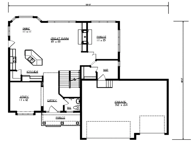 Craftsman House Plan First Floor - Gifford Grove Traditional Home 072D-1130 - Search House Plans and More
