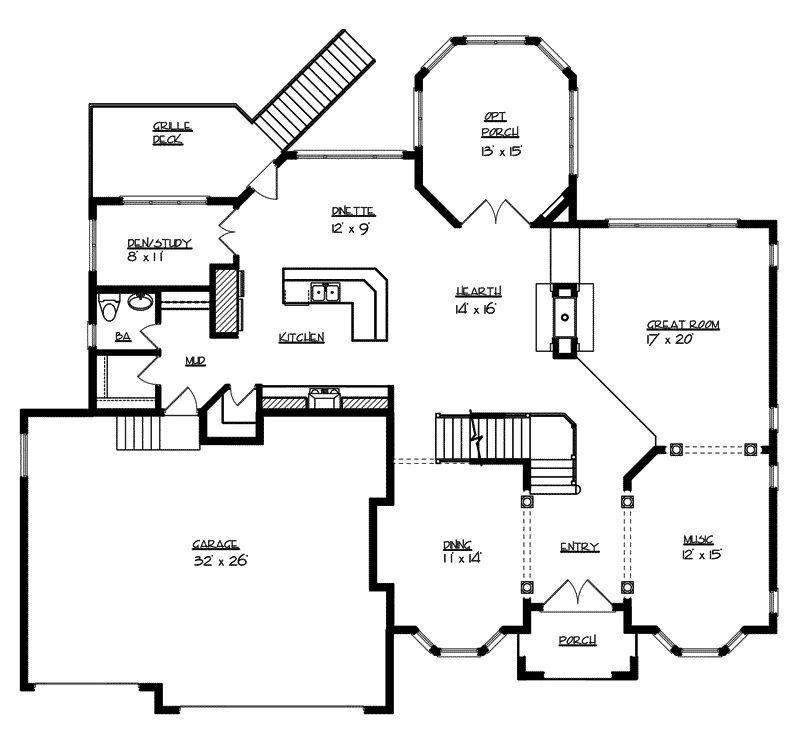 Traditional House Plan First Floor - Dugan Hollow Traditional Home 072S-0004 - Search House Plans and More