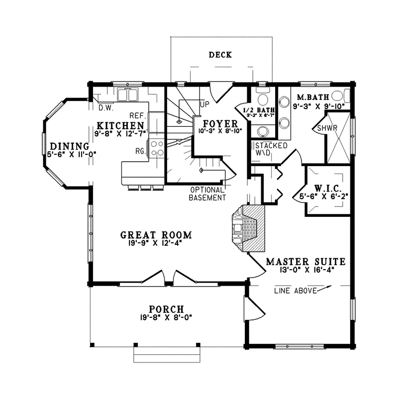 Acadian House Plan First Floor - Logan Creek Log Cabin Home 073D-0005 - Shop House Plans and More