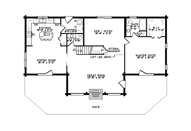 Modern House Plan First Floor - Logan Ridge Vacation Home 073D-0007 - Shop House Plans and More