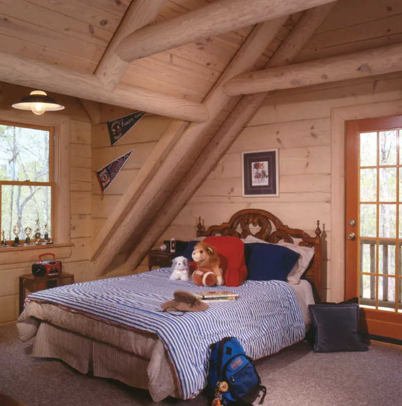Log House Plan Bedroom Photo 01 - Sitka Rustic Country Log Home 073D-0021 - Shop House Plans and More