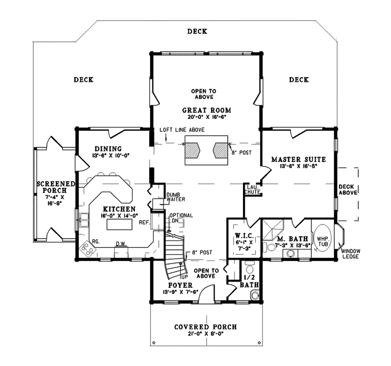 Traditional Home Plan First Floor 073D-0021