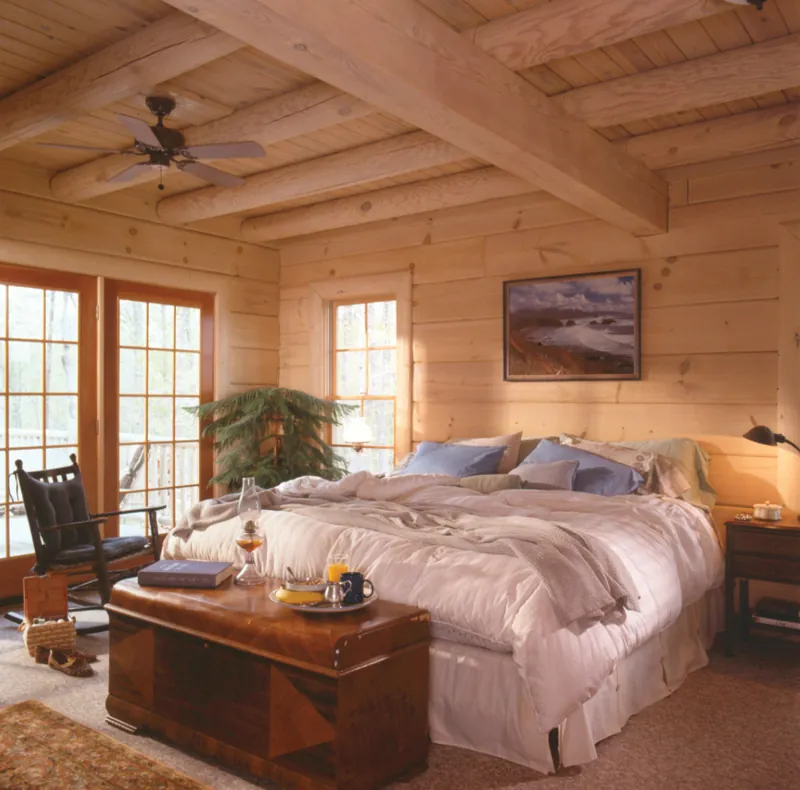 Log House Plan Master Bedroom Photo 01 - Sitka Rustic Country Log Home 073D-0021 - Shop House Plans and More