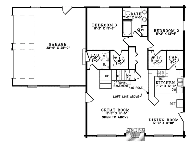 Modern House Plan First Floor - Spruce Creek Mountain Home 073D-0031 - Shop House Plans and More