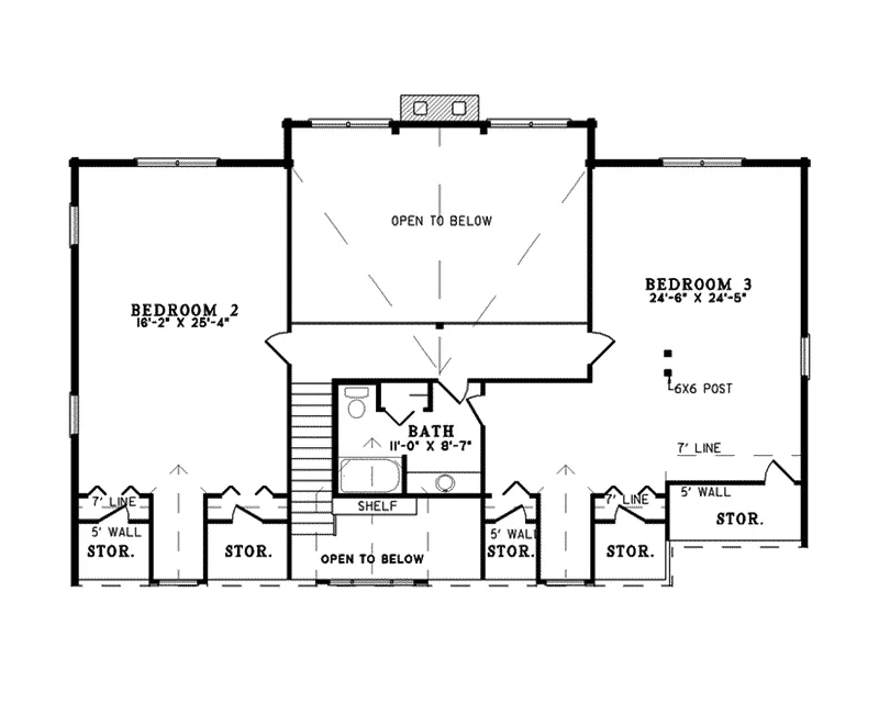 Farmhouse Plan Second Floor - Yellowstone Point Log Home 073D-0036 - Shop House Plans and More