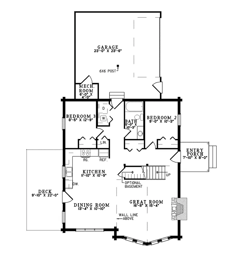 Log House Plan First Floor - Sparwood Contemporary Home 073D-0049 - Shop House Plans and More
