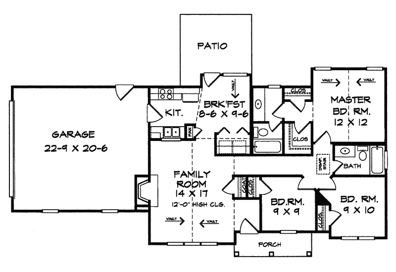 Southern House Plan First Floor - Elspeth Ranch Home 076D-0020 - Search House Plans and More