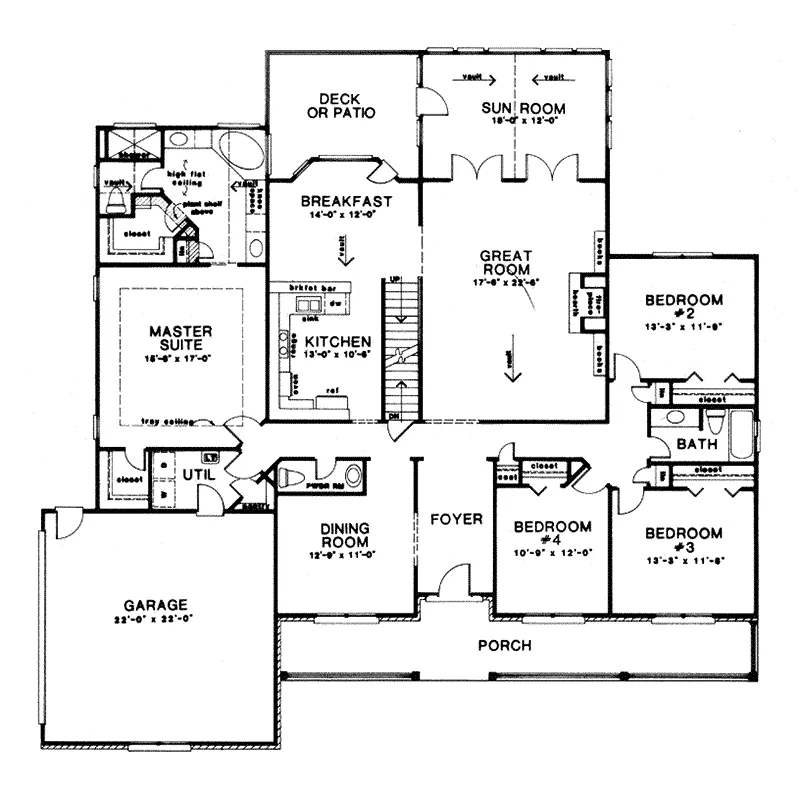 Southern House Plan First Floor - Kehrsboro Country Home 076D-0036 - Search House Plans and More