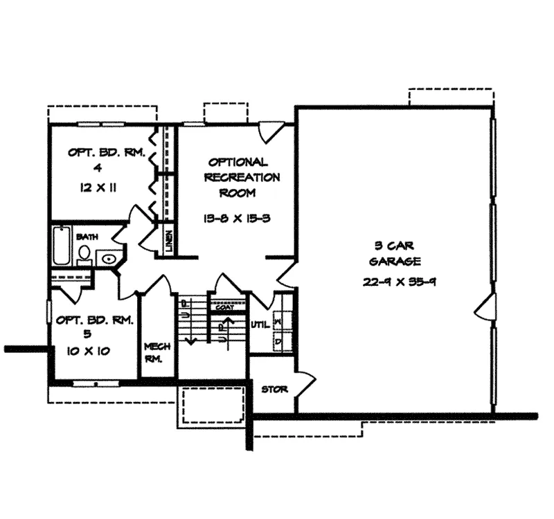 Southern House Plan Lower Level Floor - Salazar Traditional Home 076D-0057 - Shop House Plans and More