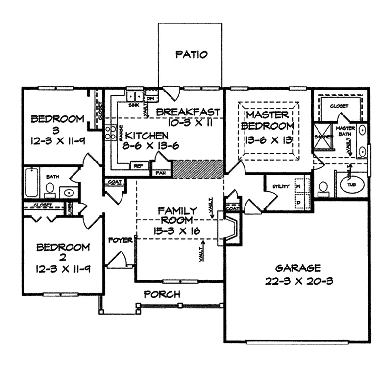 Country House Plan First Floor - Reginald Mill Ranch Home 076D-0068 - Shop House Plans and More