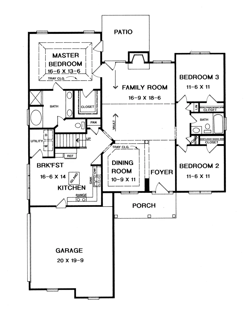 Traditional House Plan First Floor - Summerdale Ranch Home 076D-0083 - Shop House Plans and More