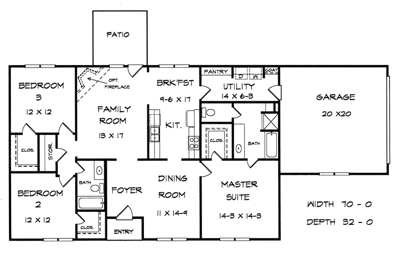 Traditional House Plan First Floor - Dalton Creek Ranch Home 076D-0100 - Search House Plans and More