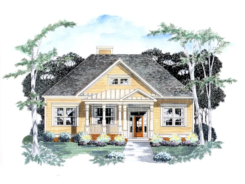 Traditional House Plan Front of Home - Delaney Place Country Home 076D-0121 - Search House Plans and More