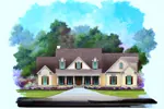 Ranch House Plan Front of Home - Cave Hollow Country Home 076D-0135 - Search House Plans and More