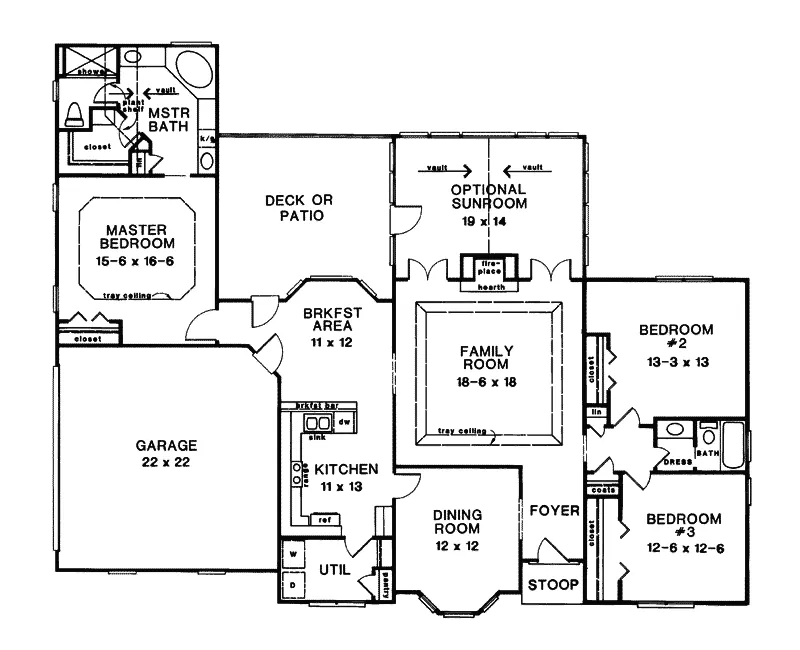 Sunbelt House Plan First Floor - Bristolwood European Home 076D-0139 - Search House Plans and More