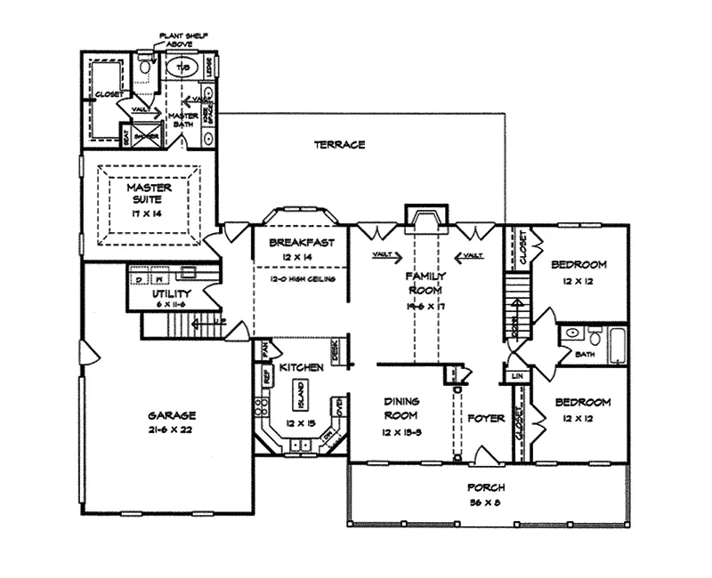 Country House Plan First Floor - Mulvanny Hill Country Farmhouse 076D-0150 - Shop House Plans and More