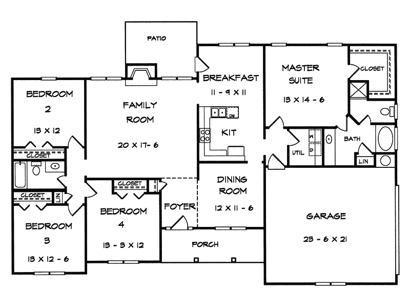 Traditional House Plan First Floor - Taberville Traditional Home 076D-0158 - Shop House Plans and More