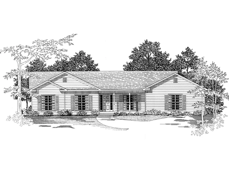 Traditional House Plan Front of Home - Taberville Traditional Home 076D-0158 - Shop House Plans and More