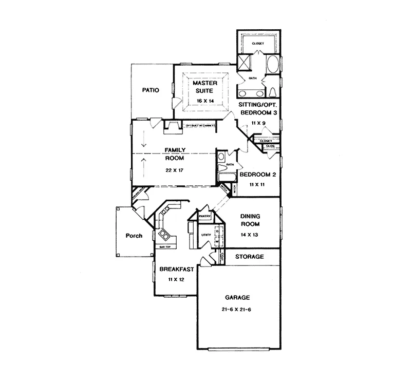 Traditional House Plan First Floor - Southmill Narrow Lot Home 076D-0174 - Shop House Plans and More