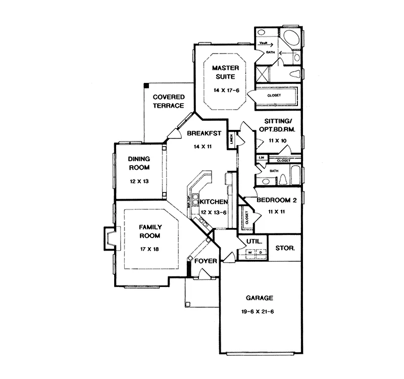 Traditional House Plan First Floor - Woodrow Run Ranch Home 076D-0177 - Shop House Plans and More