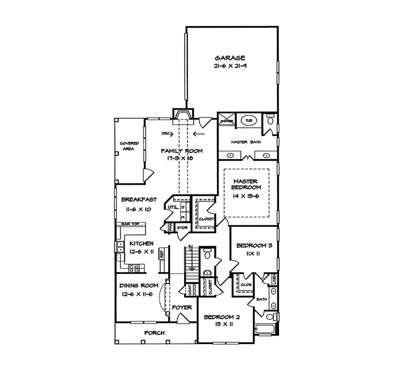 Country House Plan First Floor - Hidden Point Country Home 076D-0178 - Search House Plans and More