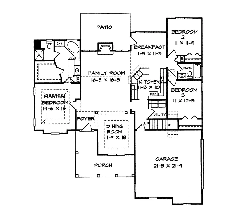Ranch House Plan First Floor - Eden Place Country Home 076D-0199 - Search House Plans and More