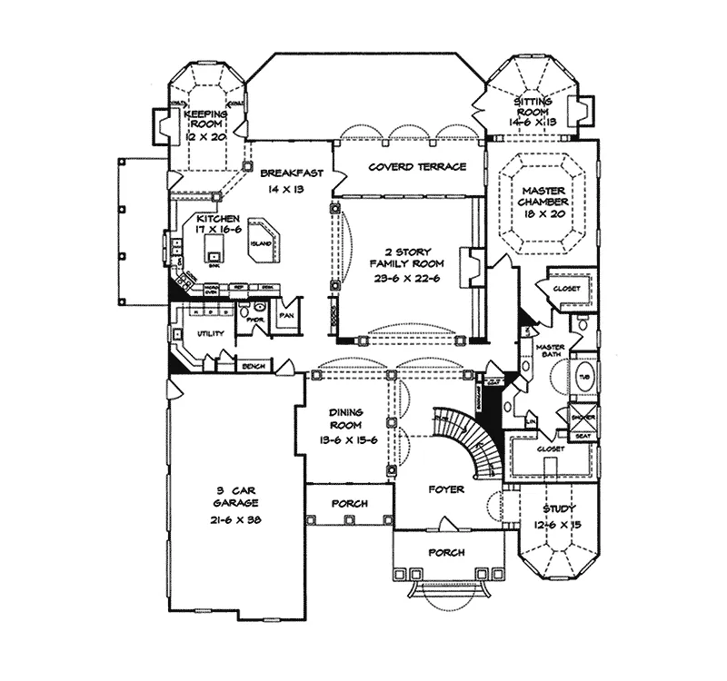 Traditional House Plan First Floor - Isenburg Luxury Home 076D-0207 - Search House Plans and More