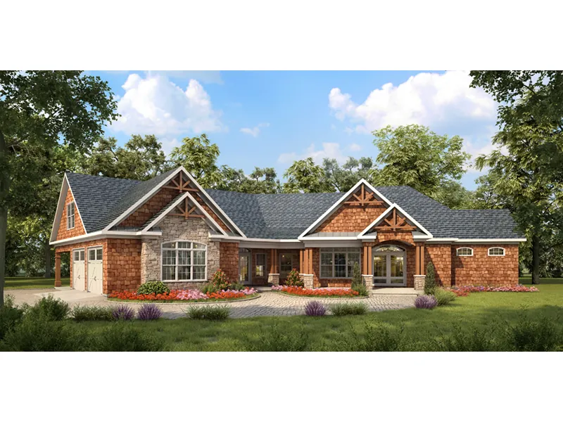 Arts & Crafts House Plan Front of Home - Bradley Creek Rustic Home 076D-0210 - Search House Plans and More