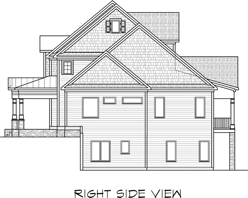 Craftsman House Plan Right Elevation - Candler Park Craftsman Home 076D-0224 - Search House Plans and More