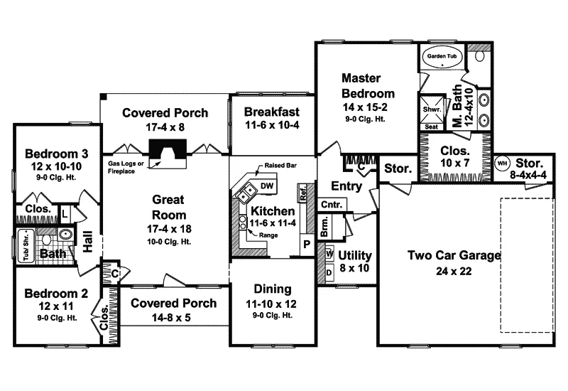 Ranch House Plan First Floor - Wakefield Forest Ranch Home 077D-0001 - Shop House Plans and More