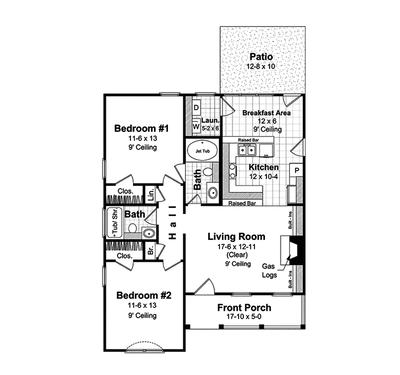 Country House Plan First Floor - Hardwick Crossing Narrow Home 077D-0011 - Search House Plans and More