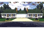 Symmetrical Country Style Duplex With Center Garage
