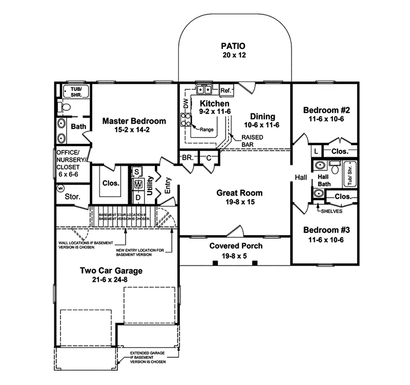 Ranch House Plan First Floor - Golding Traditional Ranch Home 077D-0021 - Search House Plans and More
