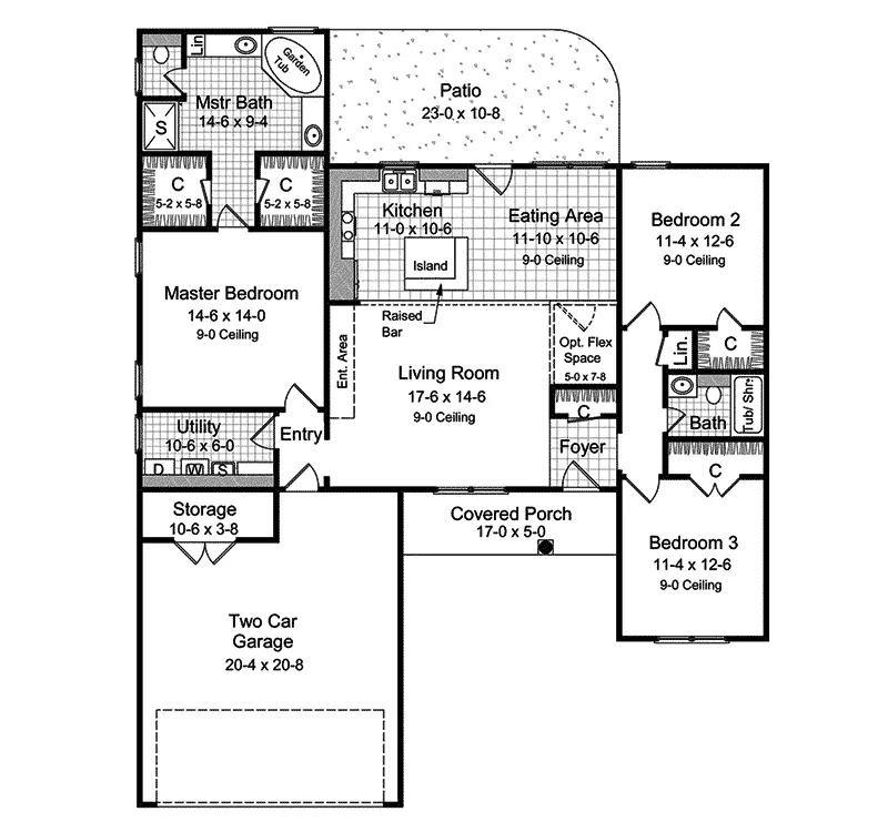 Traditional House Plan First Floor - Willowcrest Ranch Home 077D-0035 - Shop House Plans and More