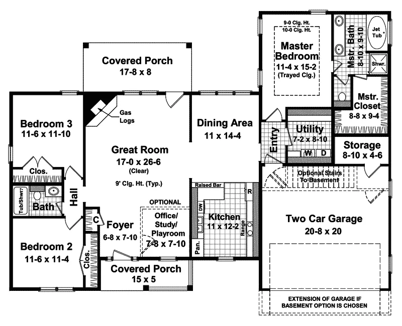 Traditional House Plan First Floor - Gillespie Ranch Home 077D-0040 - Search House Plans and More