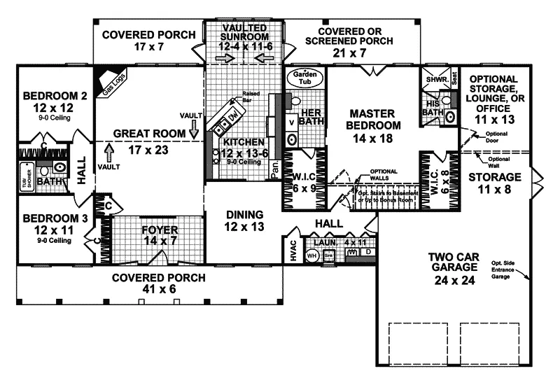 Traditional House Plan First Floor - Honeywell Country Home 077D-0064 - Search House Plans and More