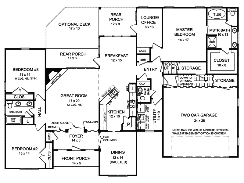 Ranch House Plan First Floor - Barcelona Ranch Home 077D-0068 - Search House Plans and More