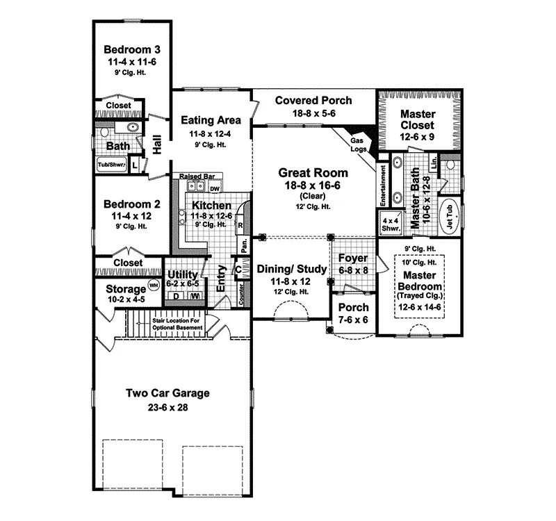 Traditional House Plan First Floor - Steuben Bay Traditional Home 077D-0078 - Shop House Plans and More