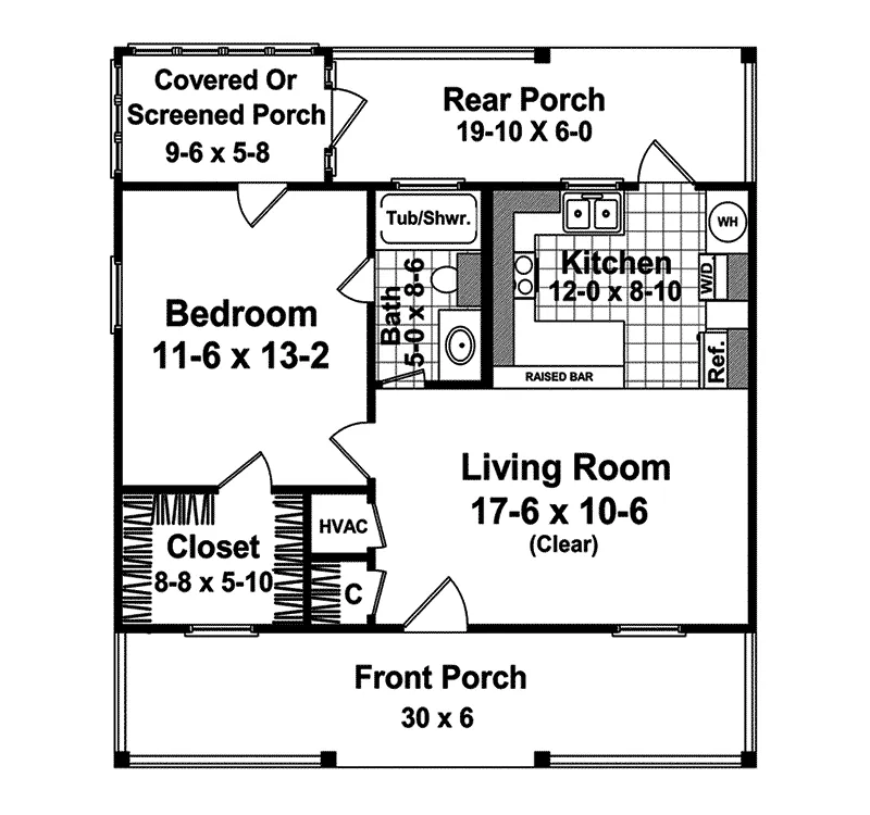 Ranch House Plan First Floor - Edgelake Cabin Cottage Home 077D-0086 - Search House Plans and More