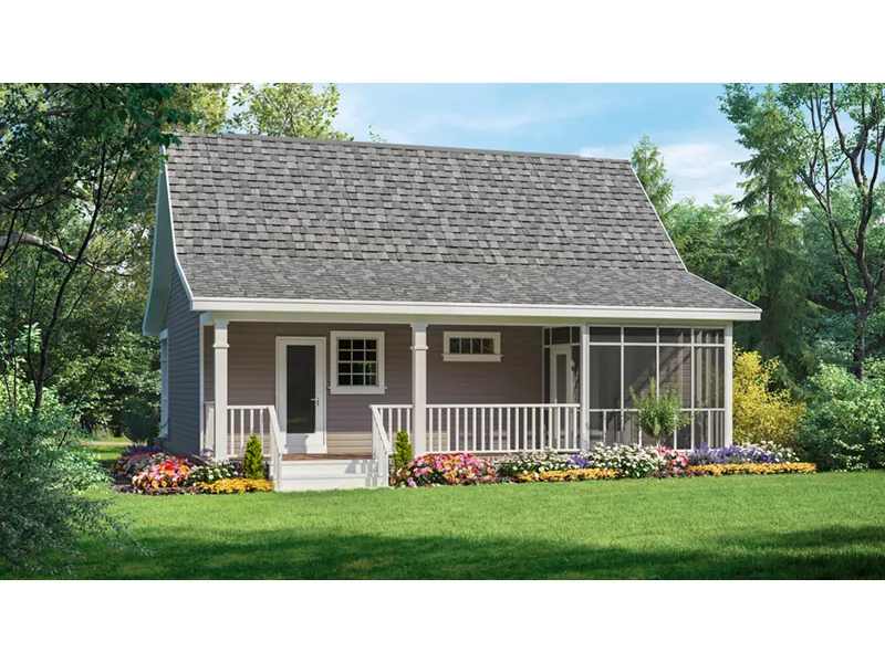Ranch House Plan Rear Photo 01 - Edgelake Cabin Cottage Home 077D-0086 - Search House Plans and More