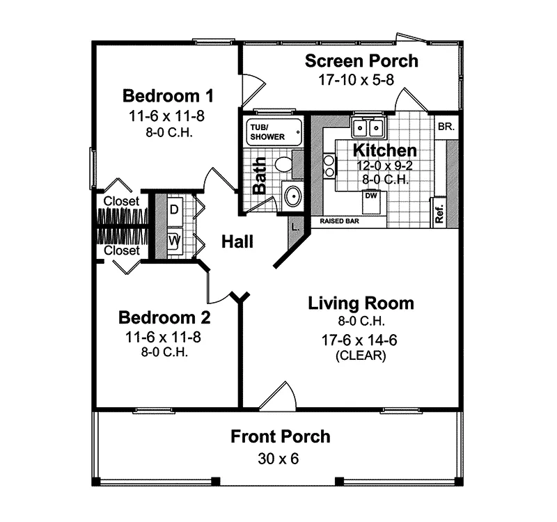 Southern House Plan First Floor - Hibler Woods Vacation Home 077D-0088 - Search House Plans and More