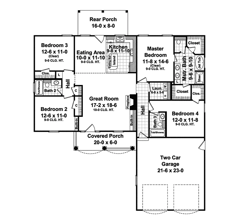 Ranch House Plan First Floor - Doverhill Ranch Home 077D-0095 - Search House Plans and More