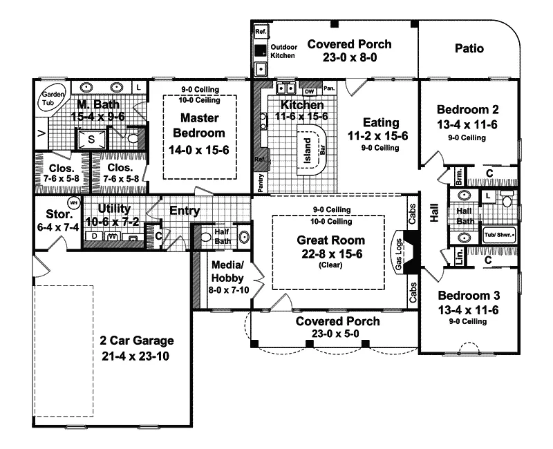 Country House Plan First Floor - Pederson Traditional Home 077D-0098 - Shop House Plans and More