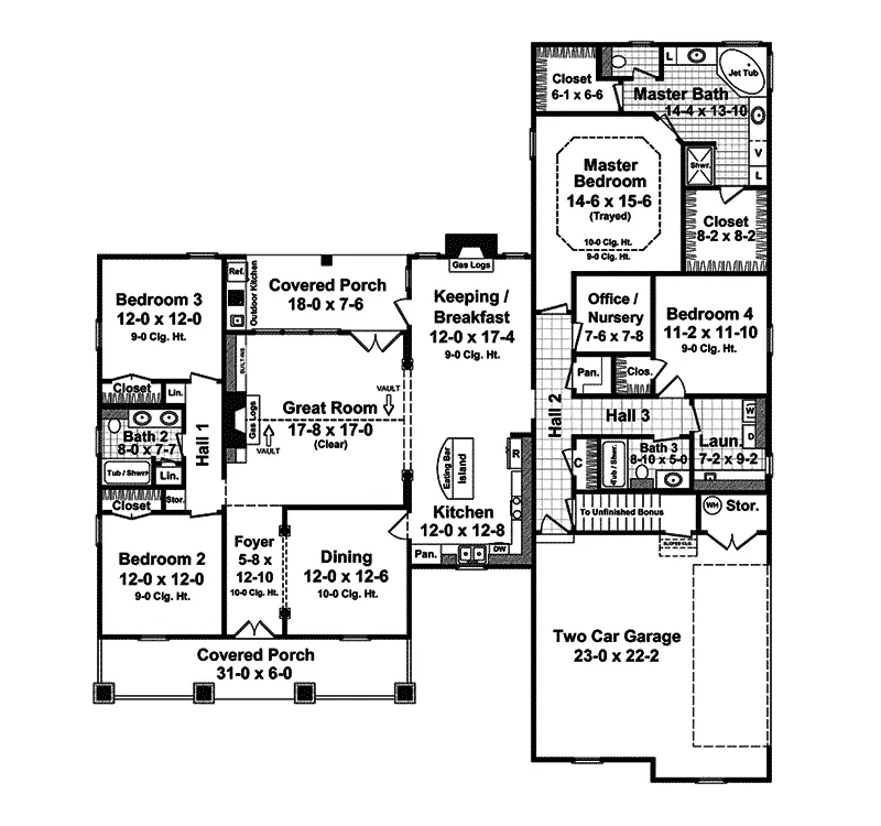 Traditional House Plan First Floor - Belleau Creek Country Home 077D-0102 - Search House Plans and More